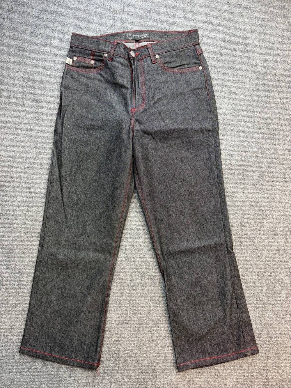Vintage Y2K Baby Phat Jeans Women’s Size 5 Black Red Stitch Wide Leg